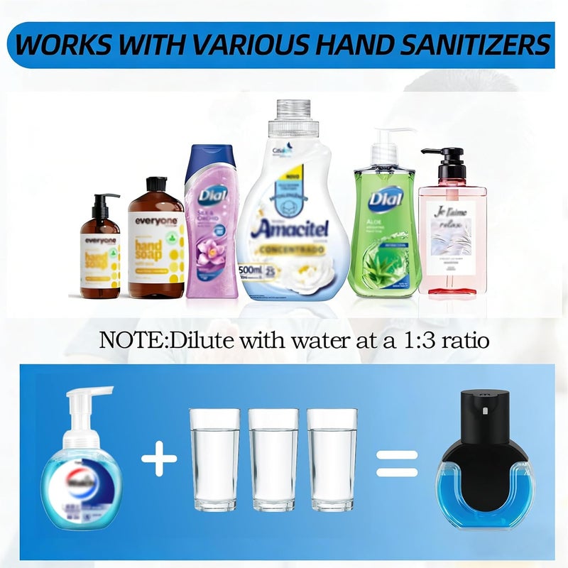 Ipefan Automatic Soap Dispenser Touchless,Rechargeable Foaming Soap Dispenser,15oz/420ml Smart Hand Soap Dispensers,4-Level Adjustable,Wall Mount for Bathroom Kitchen Dish Soap,Hands-Free (Black) - Image 3